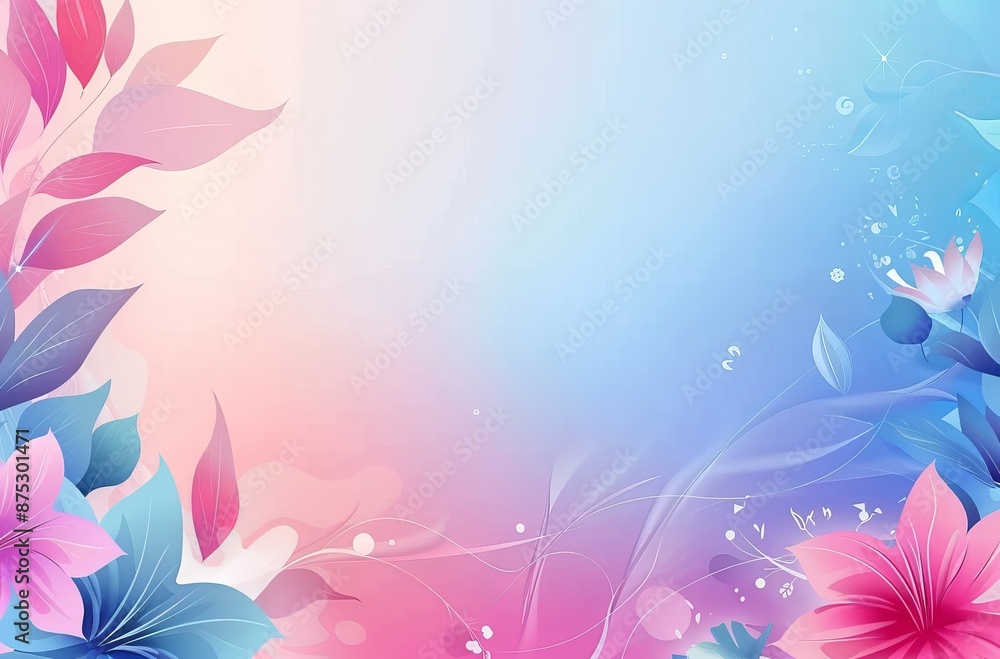 abstract with flowers, Beautiful background with a pink and blue gradient, a vector illustration of a floral abstract with flowers, Beautiful background with a pink and blue gradient, a vector illustration of a floral