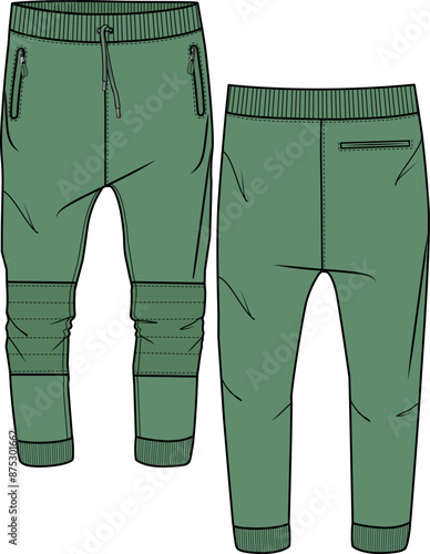 TEENS AND BOYS WEAR JOGGER PANT TROUSER WITH POCKETS FRONT AND BACK VECTOR ILLUSTRATION