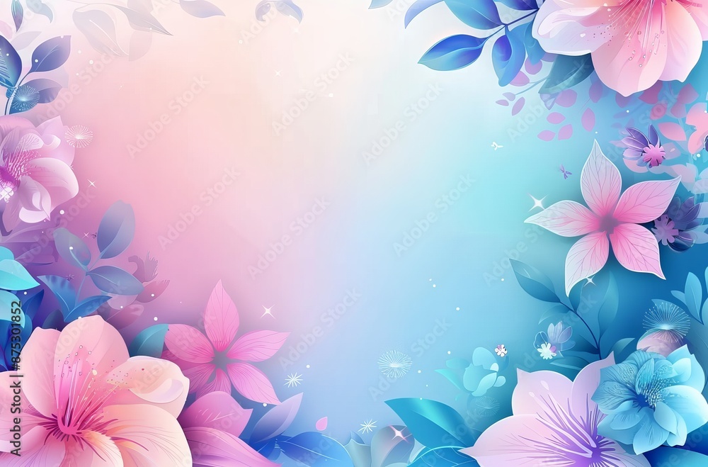 abstract with flowers, Beautiful background with a pink and blue gradient, a vector illustration of a floral abstract with flowers, Beautiful background with a pink and blue gradient, a vector illustration of a floral