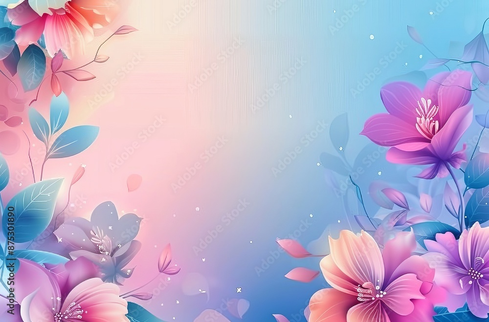 abstract with flowers, Beautiful background with a pink and blue gradient, a vector illustration of a floral abstract with flowers, Beautiful background with a pink and blue gradient, a vector illustration of a floral