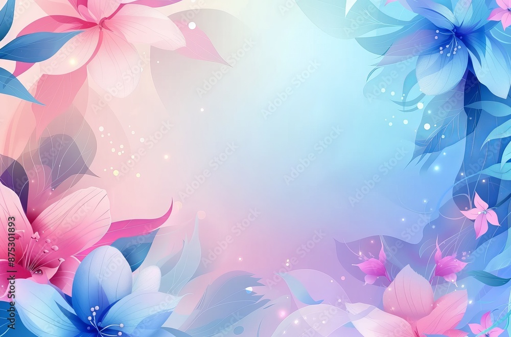 abstract with flowers, Beautiful background with a pink and blue gradient, a vector illustration of a floral abstract with flowers, Beautiful background with a pink and blue gradient, a vector illustration of a floral