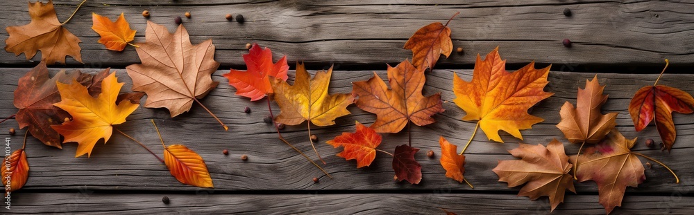 Atumnal leaves on wooden background. Autumn leaves over wooden background with copy space. Autumn maple leaves over wooden background. Atumnal leaves on wooden background. Autumn leaves over wooden background with copy space. Autumn maple leaves over wooden background.