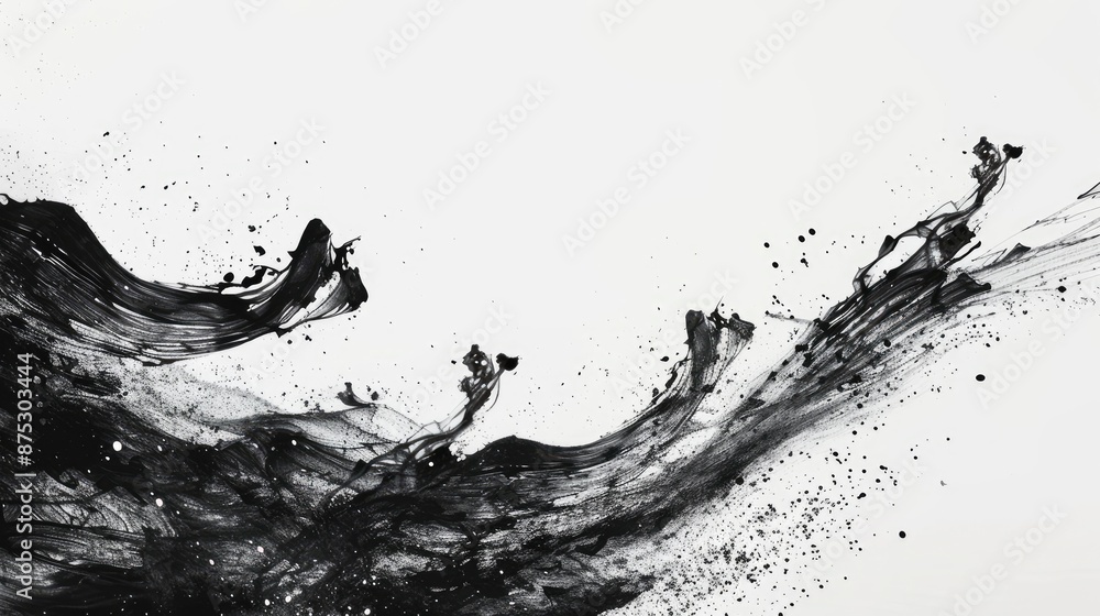 Abstract black ink splashes on white background, creating dynamic and expressive patterns, perfect for artistic and creative projects. Abstract black ink splashes on white background, creating dynamic and expressive patterns, perfect for artistic and creative projects.
