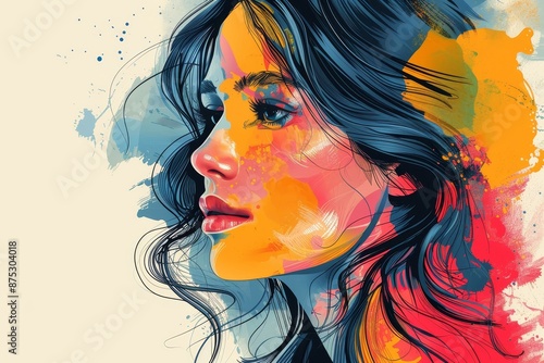 Abstract Portrait of a Woman with Vibrant Colors