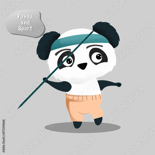 Panda do javelin throwing illustration vector