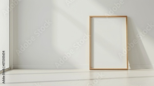 Blank picture frame on white background for presentations
