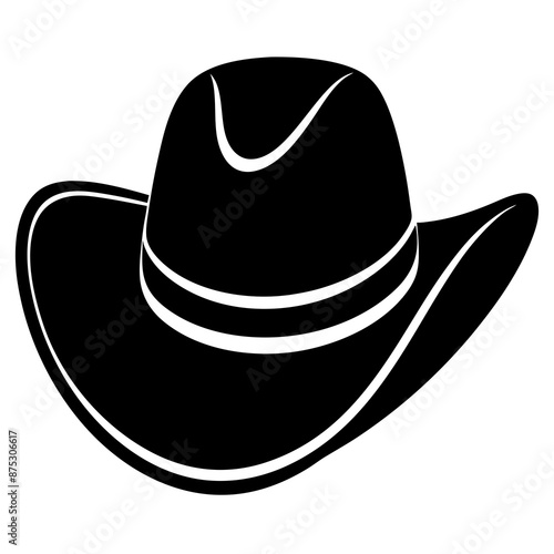 A black cowboy cap silhouette vector illustration.