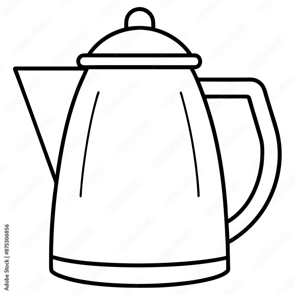 Fototapeta premium kettle outline coloring book page line art illustration digital drawing