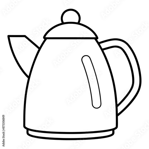 kettle outline coloring book page line art illustration digital drawing