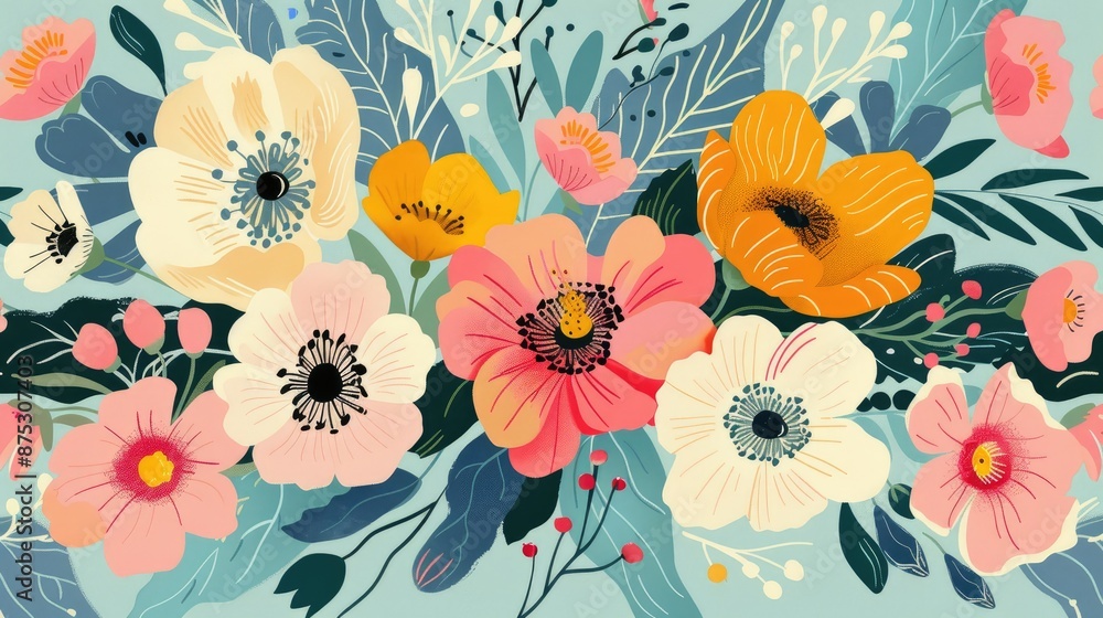 Retro floral blooms Retro floral blooms