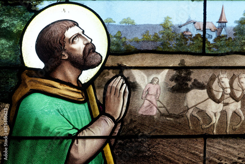 Canvas Print The ploughman's Saint Isidore, whose plough is pulled by an angel