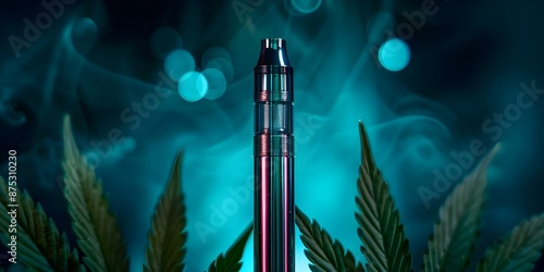 Vape pens and vaporizers are devices used to inhale cannabis or CBD oil. Concept CBD oil, Vaping devices, Cannabis consumption, Health effects, Alternative medicine, photo