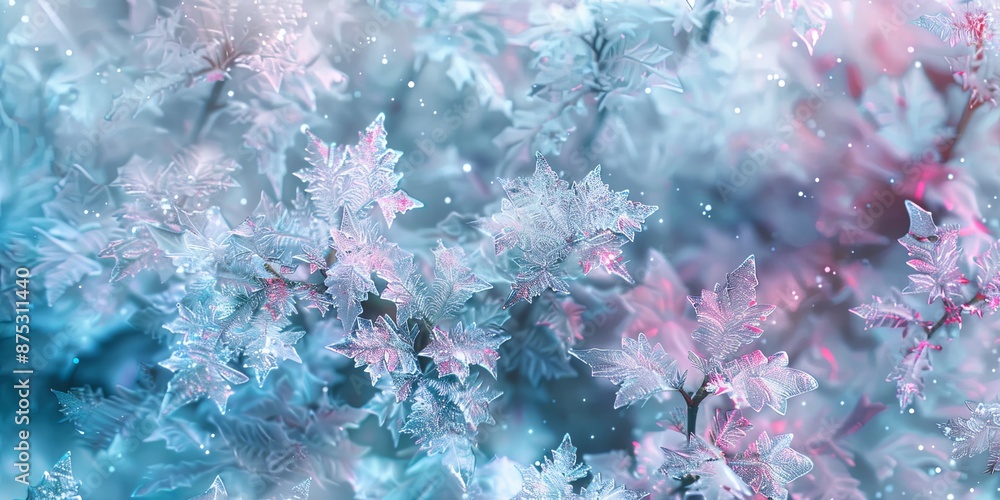 Delicate frosty leaves with soft bokeh. Delicate frosty leaves with soft bokeh.