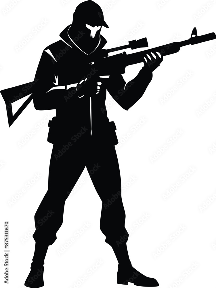 A Man with gun in hand silhouette illustration A Man with gun in hand silhouette illustration