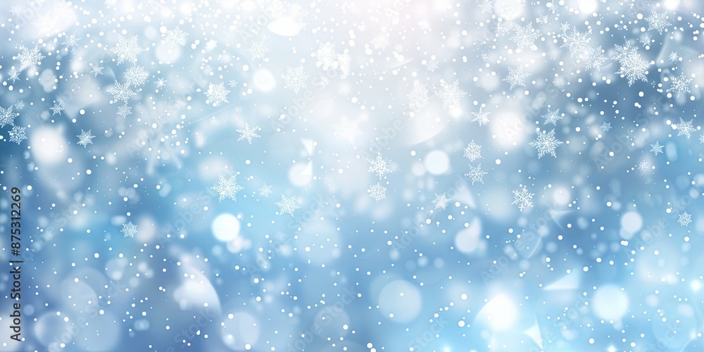 Abstract Blue Winter Background with Snowflakes and Bokeh. Abstract Blue Winter Background with Snowflakes and Bokeh.