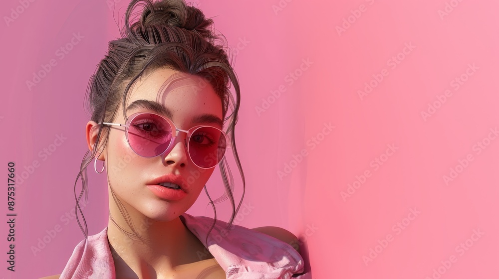Trendy fashion blogger posing in a 3D render AI generated illustration Trendy fashion blogger posing in a 3D render AI generated illustration