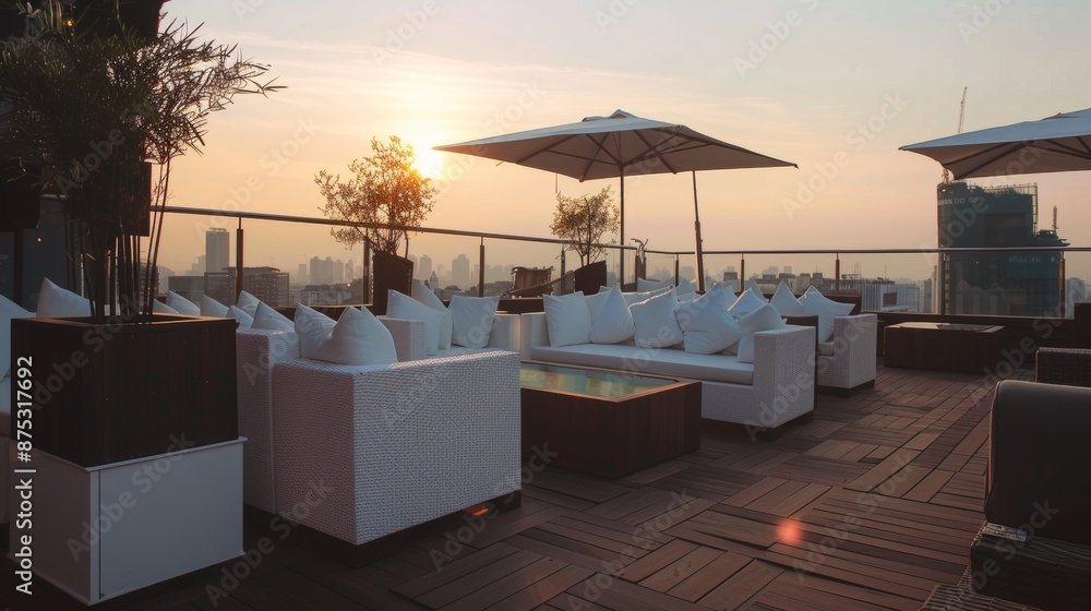 Obraz premium Trendy rooftop terrace AI generated illustration
