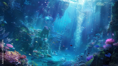 Underwater and aquatic scenes  AI generated illustration © ArtStage