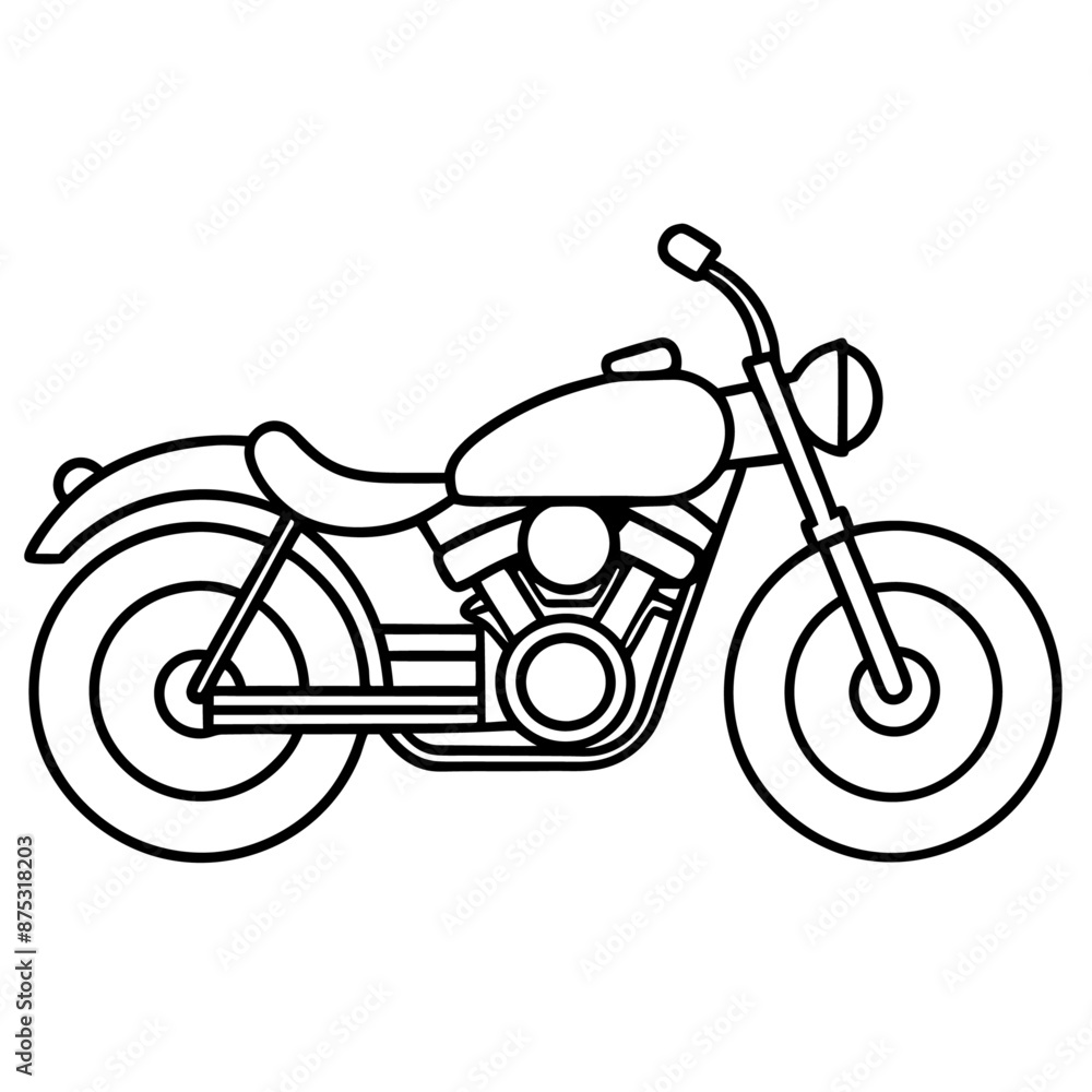 Obraz premium motorcycle outline coloring book page line art illustration digital drawing