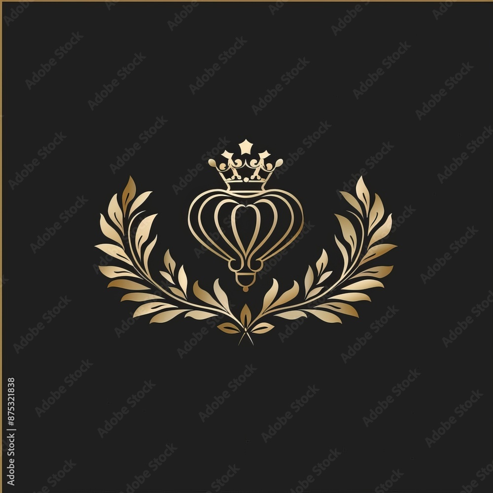 Gold crown with ornate on black background Gold crown with ornate on black background