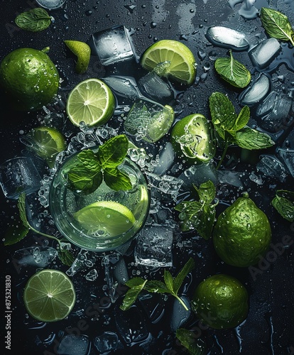 Refreshing Mint Lime Mojito Cocktail in Summer Setting photo