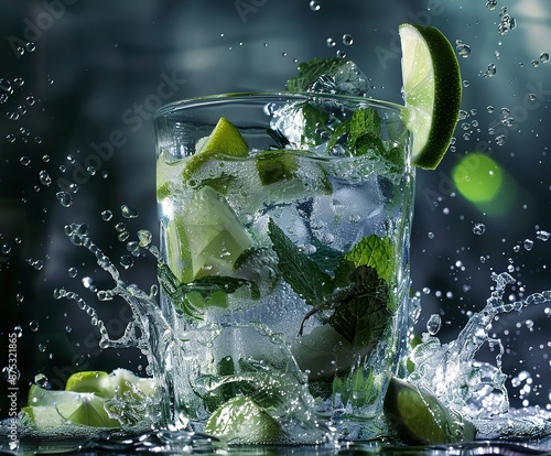 Refreshing Mint Lime Mojito Cocktail in Summer Setting