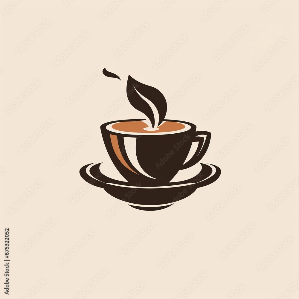 Vector coffee mug logo on beige background Vector coffee mug logo on beige background
