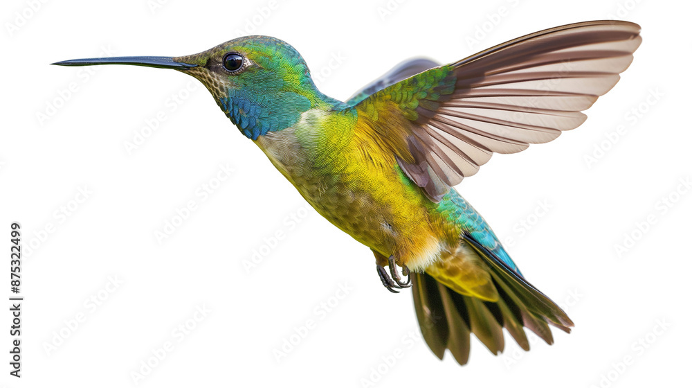 Fototapeta premium Young hummingbirds hovering isolated on a transparent background