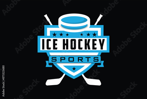 Creative Hockey logo, emblem collections, designs templates. Ice hockey logo with black backgrounds