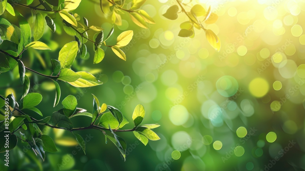 Green Leaves with Sunlight Bokeh Background Green Leaves with Sunlight Bokeh Background
