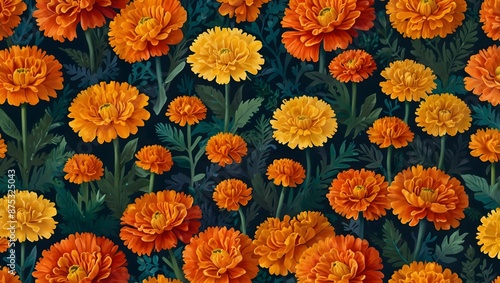 A painting inspired by the vibrant petals of marigolds in a summer garden ai_generated