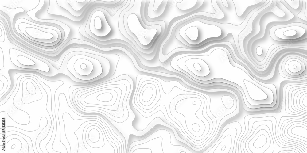 Vector white wave line geography landscape Topo contour map on white background. Geographic mountain relief diagram line wave carve pattern. Topographic world map contour lines map texture. Vector white wave line geography landscape Topo contour map on white background. Geographic mountain relief diagram line wave carve pattern. Topographic world map contour lines map texture.