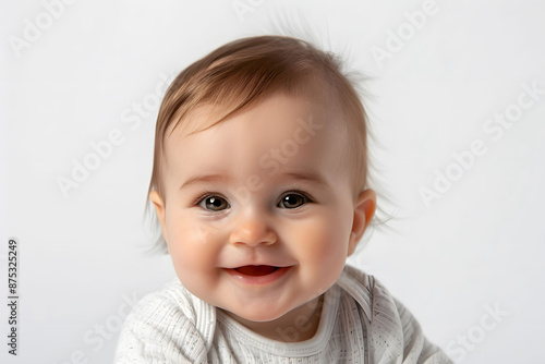 Adorable Close-Up Large Eye Baby Photos with Large Empty Space for Text. Charming and Cute: Close-Up large eye like Alien Baby Portraits with Ample Space for Text in Various Soft Backgrounds.