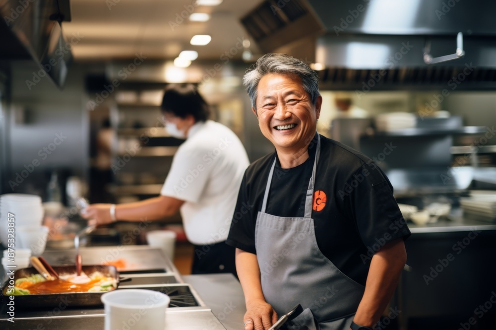 Portrait of a Asian male professional chef cooking in kitchen Portrait of a Asian male professional chef cooking in kitchen