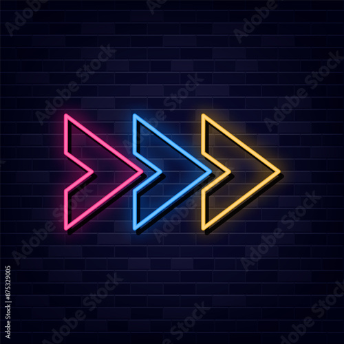 Arrow Neon Text Vector, Neon Sign Symbol, Light banner, Light art.