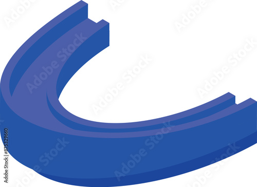 Blue mouth guard protecting teeth from injury during sports, isolated on white background, in isometric view