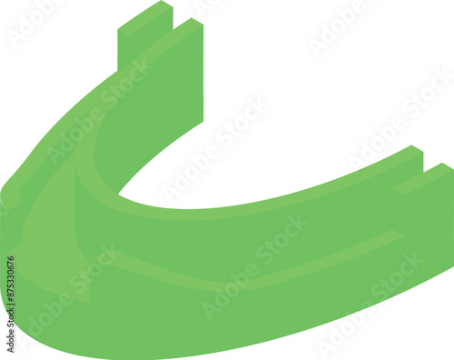 Green mouth guard isometric icon, protecting teeth for boxing training