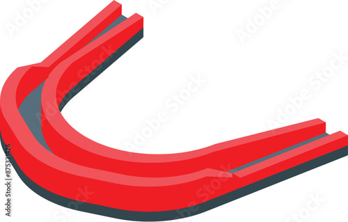 Red boxing mouth guard protecting teeth isometric view isolated on white background
