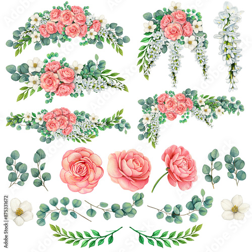 floral compositions with camellia eucalyptus and white jasmine