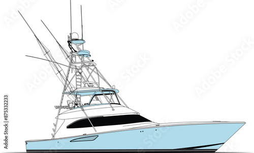 Boat Vector Line Art Illustration One Color
