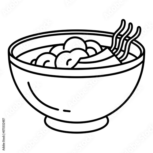 ramen outline coloring book page line art illustration digital drawing