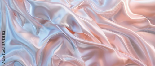 Luxurious folds of soft, shiny fabric in pastel colors create a dreamy, abstract texture that exudes elegance and tranquility.
