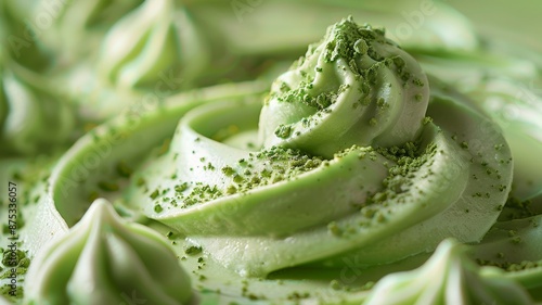 Matcha ice cream with a sprinkle of matcha powder on top