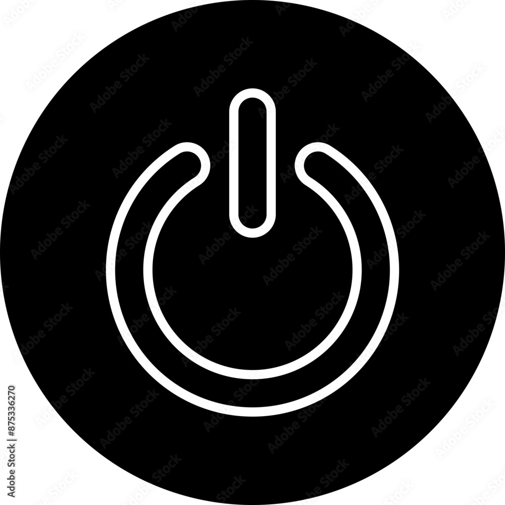 Power Vector Line White Circle Black Power Vector Line White Circle Black