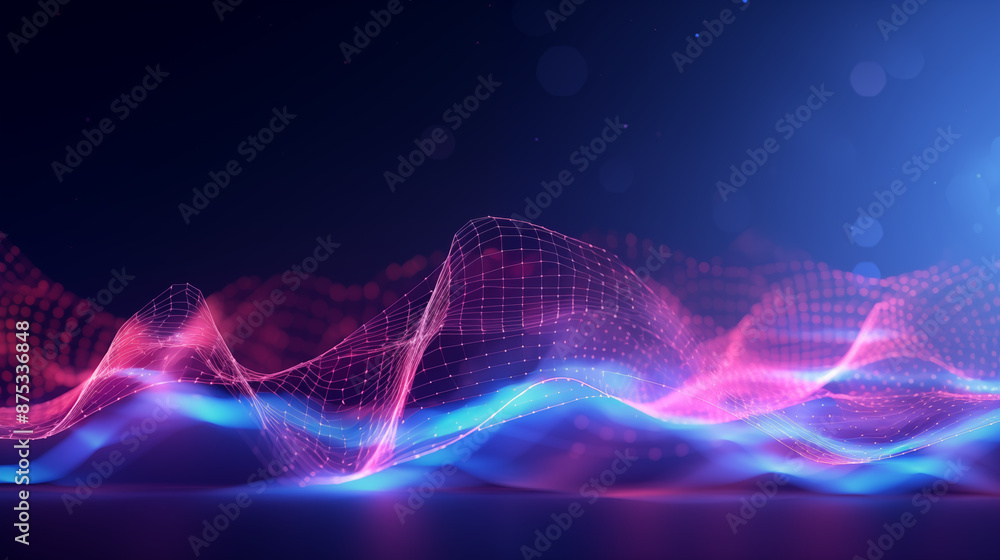 Abstract illustration in 3D of sound waves in dark blue and rose tones. for use in illustrations, backgrounds and design Abstract illustration in 3D of sound waves in dark blue and rose tones. for use in illustrations, backgrounds and design