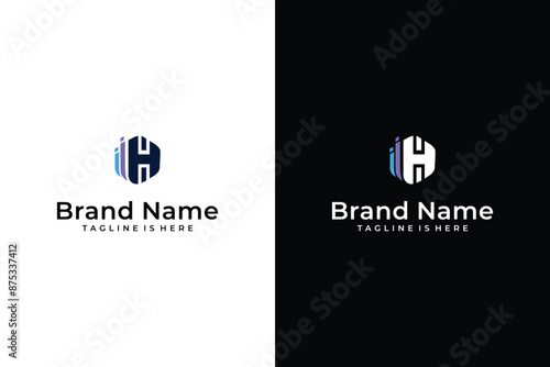 tech geometric digital H letter vector logo