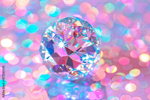 Iridescent Crystal with Bokeh Background. © dekreatif