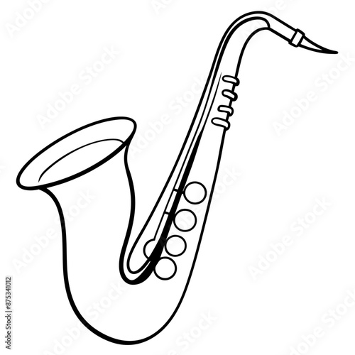 saxophone outline coloring book page line art illustration digital drawing