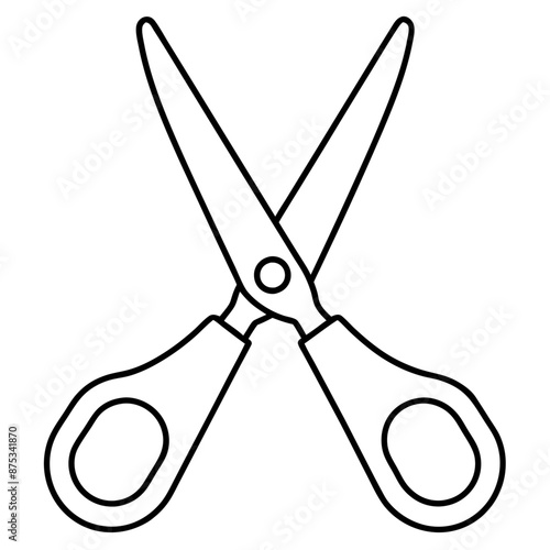 scissor outline coloring book page line art illustration digital drawing