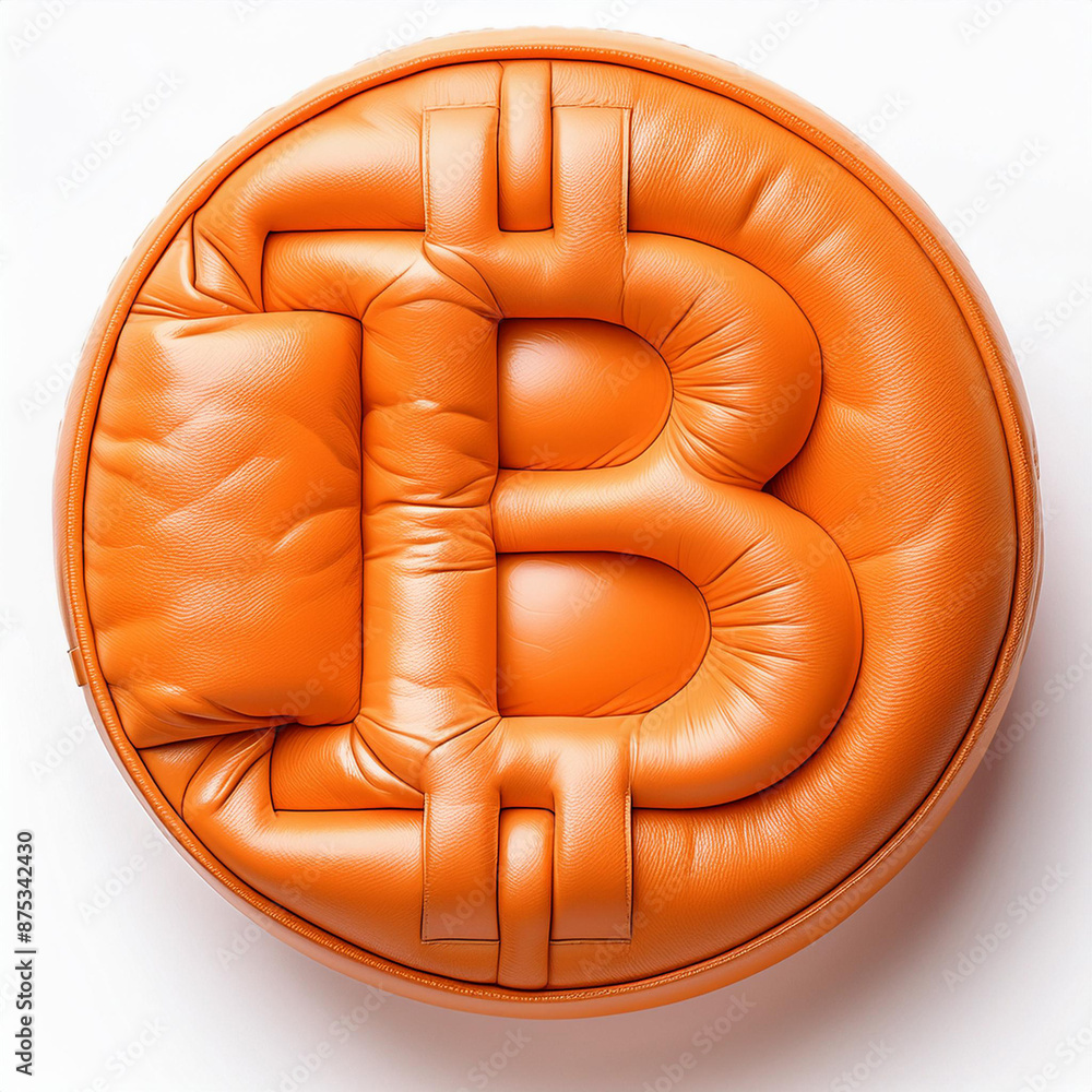 Orange Leather Cushion Bitcoin Logo Orange Leather Cushion Bitcoin Logo